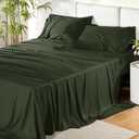 Bedsure Queen Sheet Set, Rayon Derived from Bamboo, Cooling Sheets, PureWoven, Breathable & Soft, Deep Pocket Up to 16 Inches, Hotel Luxury Silky Bedding for Hot Sleepers, Olive Green