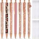 Sherr 7 Pcs Fancy Pens for Women Cute Sparkly Glitter Pens with 10 Pcs Black Ink Refills Pretty Gifts for Girls Office School Christmas Graduation(Elegant)