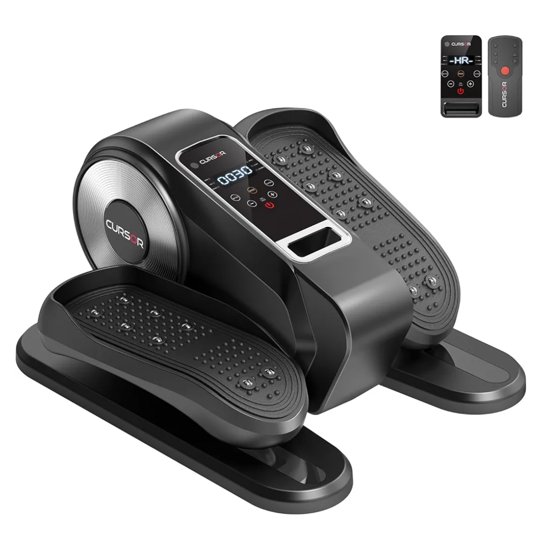 Under Desk Elliptical Machine, Electric Seated Pedal Exerciser, Mini Ellipse Leg Exerciser with Remoter, 12 Level Speeds, Forward & Reverse Direction, Manual & Auto Mode for Home Office