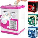 Pup Go Pink ATM Piggy Bank for Girls Ages 3-12, Electronic Kids Safe with Password, Large Capacity Coin & Cash Box, Money Saving Box Toy Birthday Gifts for 3 4 5 6 7 8 9 10 11 12 Year Old Kids Girls