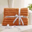 Bedsure GentleSoft Queen Blanket for Bed - Cozy Soft Fall Blankets for Women, Cute Large Fall Throws for Girls, Orange, 90x90 Inches