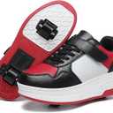 HSQ Fashion Sneaker Roller Skate Shoes for Boys Girls Kids Detachable Wheeled 2 in 1 Skating Shoes with Wheels (6 Big Kid, 135/Purple/Pink/White)