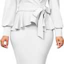 IbuduSexy Church Dresses for Women Elegant Sexy Business Outfits for Women Solid Color Pencil Dress for Women (White, M)