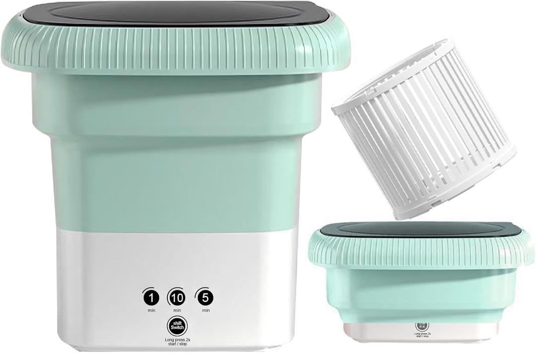 Portable Small Washing Machine,13L Capacity Foldable Mini Washer,Ideal for Baby Clothes, Underwear & Small Items. Perfect for Apartments, Dorms, RVs & Travel (Green)