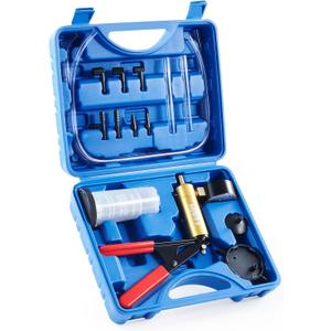 Orion Motor Tech Brake Bleeder Kit with Hand Vacuum Pump and Adapters, Brake Bleeding Kit for Brake Fluid Power Steering Fluid More, Vacuum Brake Bleeder Pump with Pressure Gauge (Blue)
