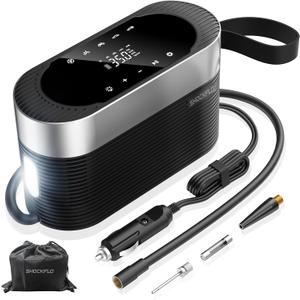 Tire Inflator Portable Air Compressor 12v DC Ultra Fast Air Pump for Car Tires- 150PSI Car Tire Air Pump Digital Pressure & Pre-Set Gauge with Emergency LED Light