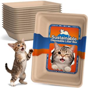 12-Pack Disposable Litter Boxes for Cats: 8/12/16 Portable Leak-Proof & Odor Control Tray for Kitty Foster Cats Indoor Travel 17.5''x13.6'' Litterbox Liner