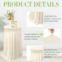 Tegeme 1 Pack 32 x 43 Inch Round Spandex Cocktail Tablecloths with Skirt Cocktail Round Table Cover Spandex Stretch Tablecloth for Fitted High Top Table Bar Wedding Party Banquet (Beige)