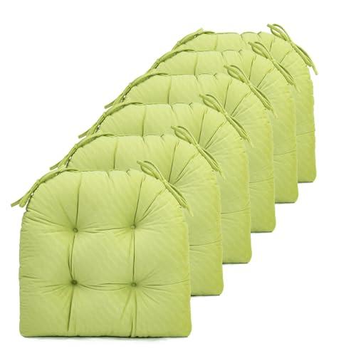 FABRICASTLE Chair Cushions Pads Non-Skid Comfortable 17" x 16" Seat Cushion Cover Set of 6 for Indoor Kitchen Dining Room Office Chairs (Spring Grass, 6 Counts (Pack of 1)