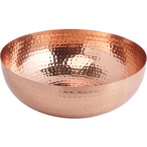 Creative Co-Op Round Hammered Metal Bowl, Copper Finish, 14"L x 14"W x 4.5"H