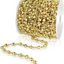 WILLBOND 32.8 Feet Christmas Tree Bead Garland Strand Plastic Pearls Crystal Bead Roll for Christmas and Holiday Decorations (Gold)