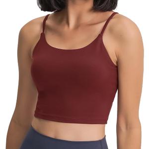 Women's Strappy Stretch Sports Bra Longline Yoga Tank Top Fitness Bra Workout Camisole Crop Tops for Teen Girl, M