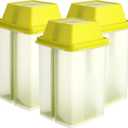 CHENGU 3 Pieces Jalapeno Pickle Containers with Strainers Square Dispensers Free Storage of Condiment Food Pickle Holder with Easy to Open Lid Design for Pickled Kitchen Tools (Yellow), 3.9 x 3.9 x 7.5 inches