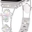 Musk-MSKR Diamond Metal Bands Add Sparkle to Your Watch For Apple Watch Series 11/10/9/8/7/6/5/4/3/2/SE/Ultra Clover Simple and Stylish Compatible with 38mm40mm41mm42mm44mm45mm 46mm49mm Women's Wear