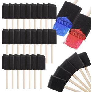 120 Pcs Foam Paint Brushes, 2 Inch Foam Brush for Painting, Bulk Sponge Brushes with Wood Handles, Art Paintbrushes Set for Staining, Varnishing, Finishing, Touchup and DIY Craft Projects