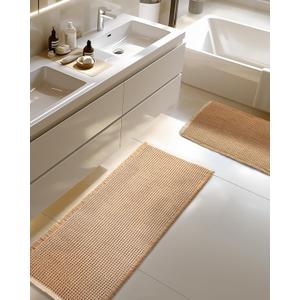 Large Waffle Bath Mat Set, Non Slip Bathroom Mat Set 2 Piece, Ultra Absorbent Bath Mats, Machine Washable Bath Rugs, Brown & White, 20"47" and 16"24"