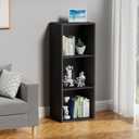 3 Tier Bookshelf, Narrow Bookcase for Small Spaces, Wooden Book Case Bookshelves Storage Organizer for Bedroom Living Room Home Office (Black, 3 Cube)