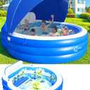 Inflatable Pool with Canopy Inflatable Family Lounge Pool 90*90"*80"
Inflatable Pool With Detachable Canopy & Unique Pattern，0.4mm Thickened Sturdy Pool With Comfortable Bench And Backrest
