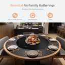 24-inch Round Electric Food Warmer, Automatic Rotating Heated Turntable Tray for Table, 9-Temperature Adjustable to Keep Food Hot, Dish Warmer for Home & Parties (Black)