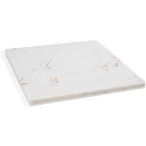 Natural Marble Cutting Board for Kitchen, 16x16 inch White Marble Pastry Board, Stone Serving Slab Hand Crafted for Cheese, Dough, Dessert, Chocolate (Ivory White & Gold)