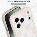 KANGHAR Compatible with iPhone 17 Pro Max Case 2025, Silicone Checkered Cute Pattern, Camera Protection Soft Slim Shockproof Edge Phone Cover for Girls Women -White