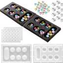 Zhehao Mancala Board Game Molds Set Epoxy Silicone Resin Molds Kit with 2 Pcs Mancala Stones Molds 4 Pcs Metal Mancala Accessories Mancala Board Resin Game Molds for Gifts DIY Family Party Board Games