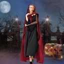 Classic Red Cape with Hood Full Length, Soft Cosplay Costume for Women, Halloween Red Cloak with Neckline Drawstring Design, One Size Fits Most - Ideal for Parties