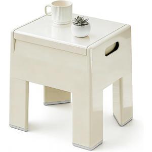 Nightstand Bedside with Storage Space, Multifunctional Colorful Plastic End Table Small Side Table for Bedroom, Dorm and Small Spaces, Easy Assembly(14.7" D x 11.8" W x 15.8" H, White)