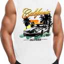 Mens Tank Top Summer Sleeveless Shirts Graphic Palm Tree Tank Shirts for Men Beach Vacation Muscle Gym Tank Tops (Medium, White)
