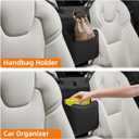 Purse Holder for Car,Car Purse Holder Between Seats,PU Leather Seat Back Organizer,Large Capacity Bag,Car Net Pocket Handbag Holder,Pet Barrier(Black)