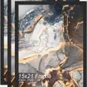 Fxojyvo Engineered Wood 15x21 Picture Frame Set of 3, Black Frame for 15 x 21 Inch Picture Poster Photo, Light Weight 15 by 21 Frame with Wood-grain for Wall - 3 Pack/Black/15 x21
