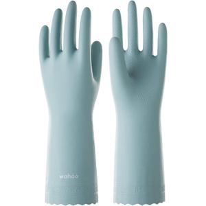 LANON wahoo Skin-Friendly Cleaning Gloves, Dishwashing Kitchen Gloves with Cotton Flocked Liner, Reusable, Non-Slip, Surf Spray, Medium (Medium (Pack of 1))