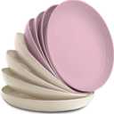 Nook Theory 8-Pack Reusable Wheat Straw Plates Set - Non Toxic and Non Plastic Dinner Plates for Kids and Adults, Lightweight Unbreakable Plate, Microwave Safe and Dishwasher Safe (Petal 9")
