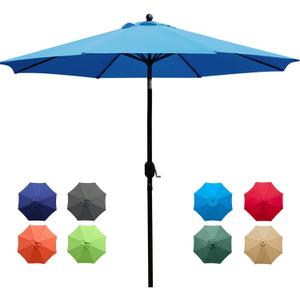 Sunnyglade 9Ft Patio Umbrella Outdoor Table Umbrella with 8 Sturdy Ribs (Blue)