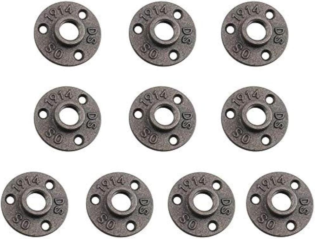 3/4 Cast Iron Floor Flange, Hellopet 10 Pack Industrial Steel Fixed Base Internal Flanges Pipe Fitting with Threaded Hole for Industrial Pipe, Furniture and DIY Decoration