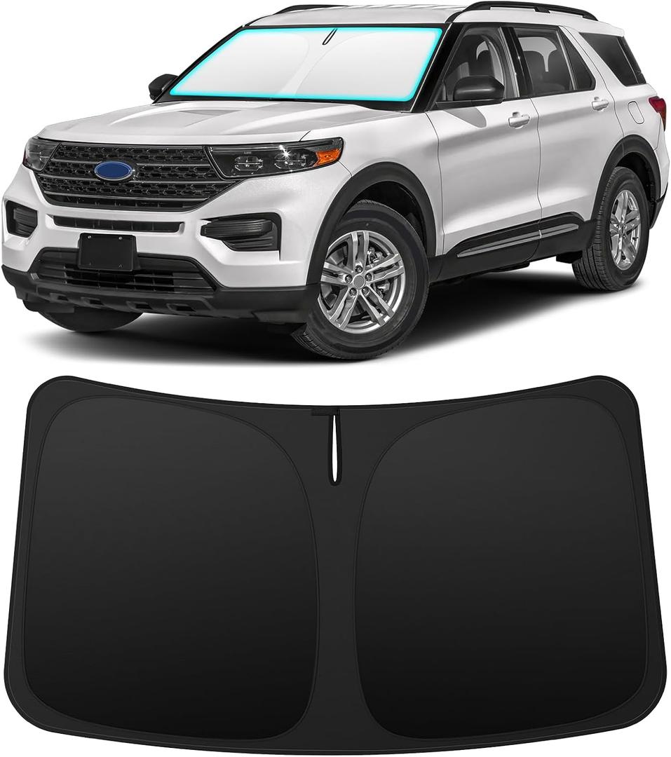 INSAUTO Custom Fit Windshield Sun Shade Accessories for Ford Explorer 2020-2026, Foldable Front Window Sunshade, UV & Heat Reflector, Keeps Interior Cool, Includes Storage Bag