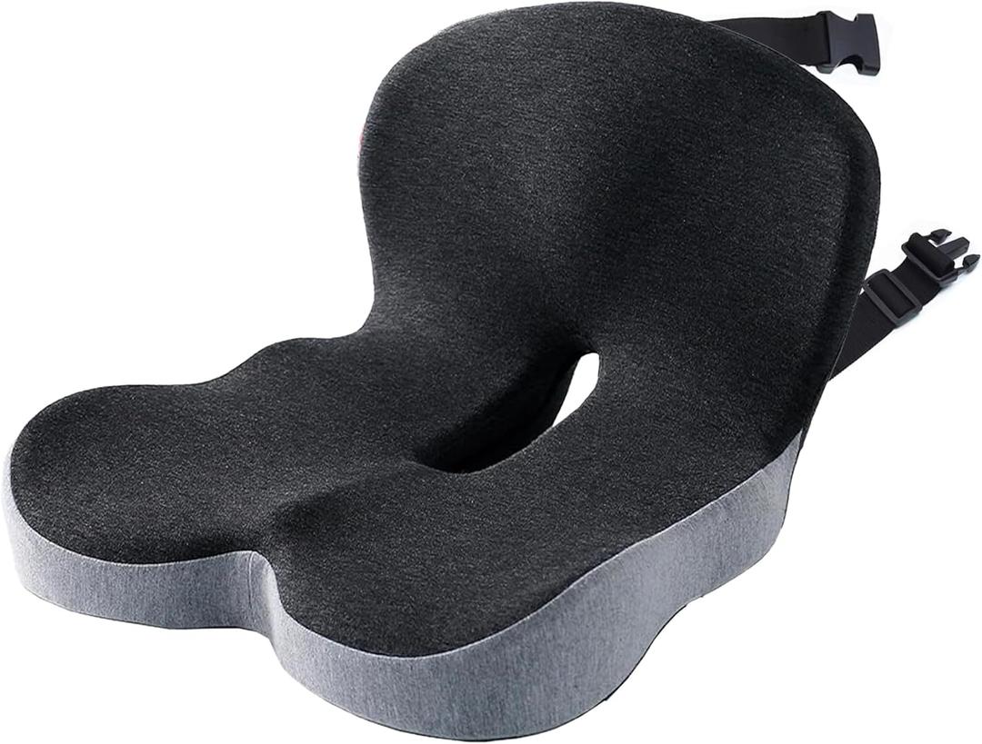 Premium Car Cushions for Driving Versatile Seat Cushion for Truck Driver& Office Chair, Memory Foam Driver Seat Cushion with Back Support & Non-Slip Basewith Adjustable Strap