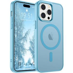 SUPFINE Magnetic for iPhone 14 Pro Max Case (Compatible with MagSafe) (Military Grade Drop Protection) Slim Translucent Matte Shockproof with Anti-Fingerprint Phone Case,Light Blue