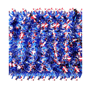 WILLBOND 6 Pcs Total 40 Feet 4th of July Decoration Red White Blue Tinsel Garland Patriotic Metallic Chunky Glitter Tinsel for Memorial Day Independence Day Celebration Holiday Decorations