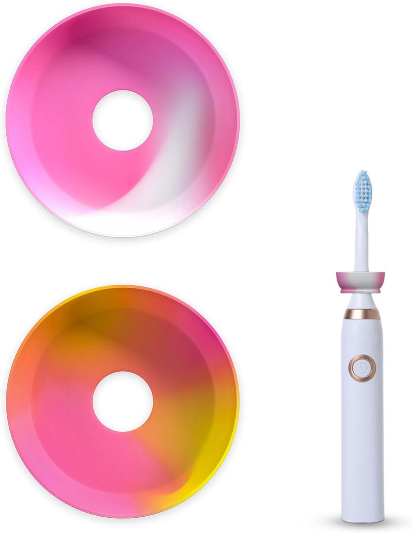 2 x The Drip Dodger Electric Toothbrush Drip Guard (Pack of 2)  Adjustable Silicone Ring to Keep Charging Base Clean  Fits Oral-B, Sonicare & More  Dishwasher-Safe - Stops Paste & Water Mess (Tie-dyed (Two Different Swirls))