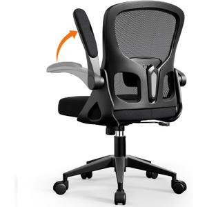 Office Chair Ergonomic Desk Chair, Adjustable Lumbar Support Rolling Swivel Comfy Chair with Space-Saving Flip Up Armrests,Mesh Gaming Chair for Business Work Office & Home, Black