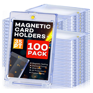100ct Magnetic Card Holders, Magnetic 35pt One Touch Card Holders, UV Protection Hard Plastic Display Case for Trading, Sports, Baseball, Football, Game Cards