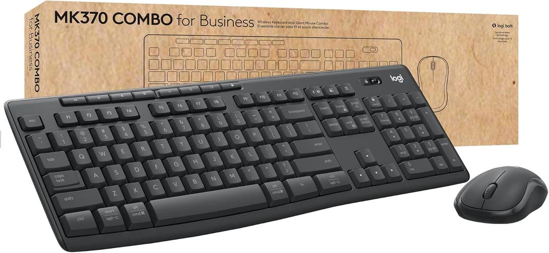 Logitech MK370 Combo for Business, Wireless Full-Size Keyboard and Wireless Mouse, Secure Logi Bolt USB Receiver, Bluetooth, Globally Certified Windows/Mac/Chrome, Linux - Graphite
