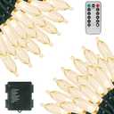 Christmas Lights 66ft 200 LED Battery Operated String Lights with Timer Memory Function or Battery Powered Waterproof Fairy Light for Indoor Outdoor Decoration (Warm White)