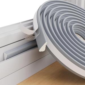 ESUFEIR 196" Wedge Sliding Window Weather Stripping Door Gap Filler,Adhesive Window Insulation for Winter Door Seal Strip,Soundproof Foam Tape for Frame,Gray