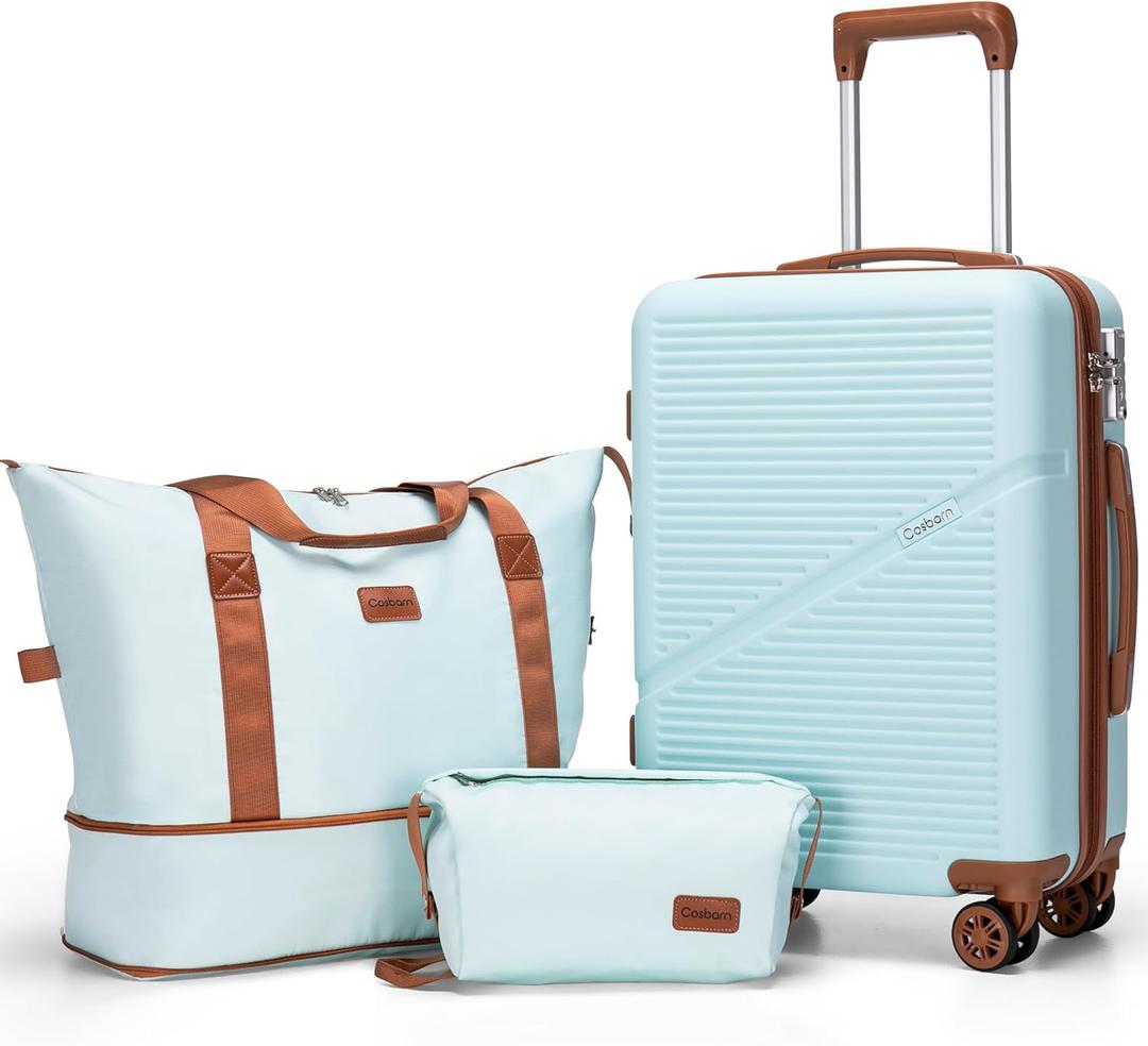 Carry On Luggage 22x14x9 Airline Approved, 20 Inch Carry on Suitcases with Wheels, ABS Lightweight Carry-on Luggage, Travel Suitcase Set with Wheels and TSA Lock (MintGreen)