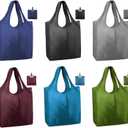 BeeGreen Reusable Bags Tote Bags for Women - 6 Pack Bulk Extra Large Reusable Gifts Bag with Handles - Heavy Duty Foldable Machine Washable Travel Grocery Bag Organizer (Packable Shopping Bags) (Black, Blue, Navy, Green, Gray, Burgundy)