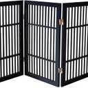 Pet Dog Gate Strong and Durable Freestanding Folding Acacia Hardwood Portable Wooden Fence Indoors or Outdoors by Urnporium (Black Pet Gate, 5 Panel 30" Tall)