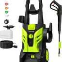 Pressure Washer, Power Washer with 4 Nozzles and Foam Cannon, High Pressure Cleaning Machine for Cars, Driveways, Fences, Patios, Home Cleaning, Green