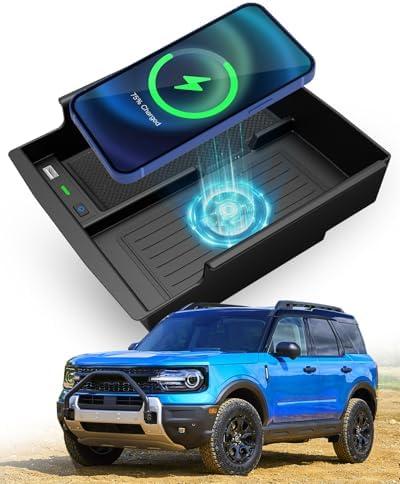 CarQiWireless Wireless Charger for Ford Bronco 2021-2024, Automotive Car Center Console Organizer Wireless Charging Pad Tray for Bronco 2022 2023 2024 Accessories, for Bronco Accessories 2024
